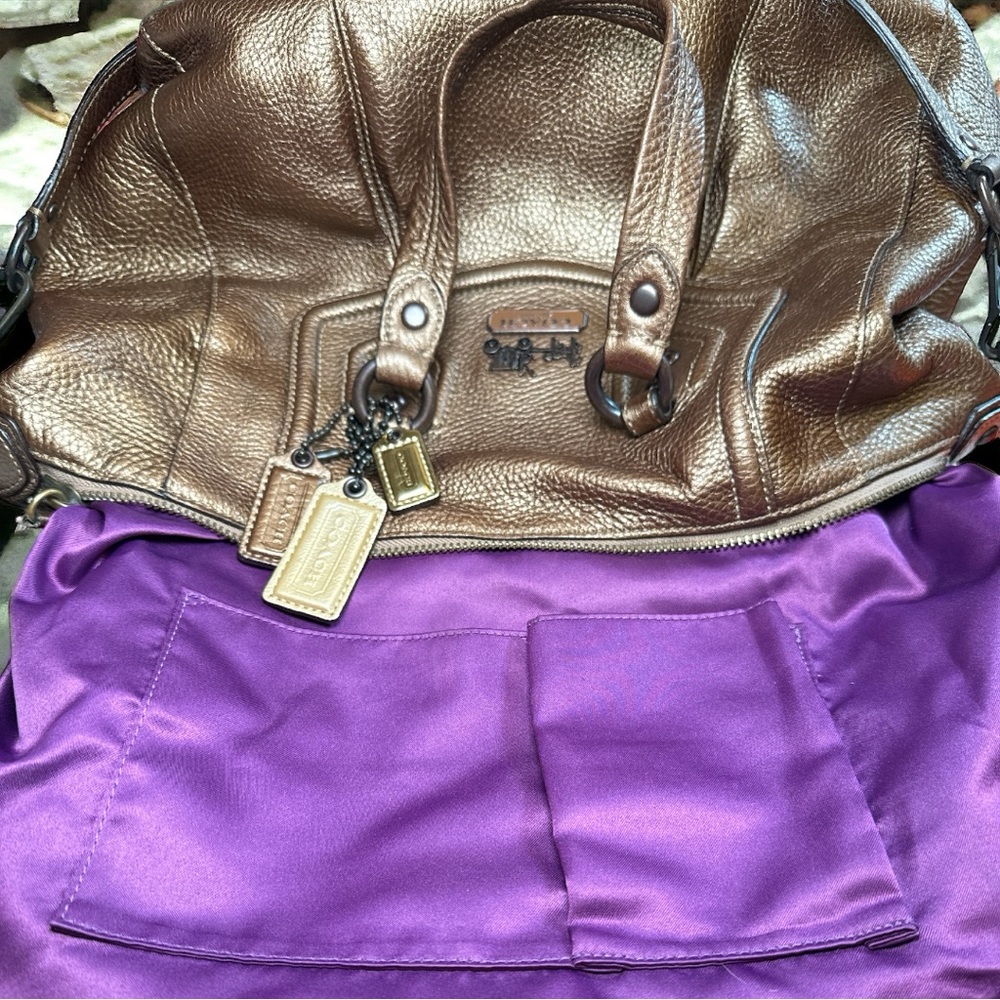 Coach Vintage Madison Audrey Metallic Bronze Leather Handbag w Three Hangtags - Picture 12 of 13